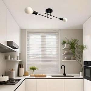 Arandela Plafon Thomas 2 Lampadas Sala Salão Cozinha Banheiro Quarto - Preto