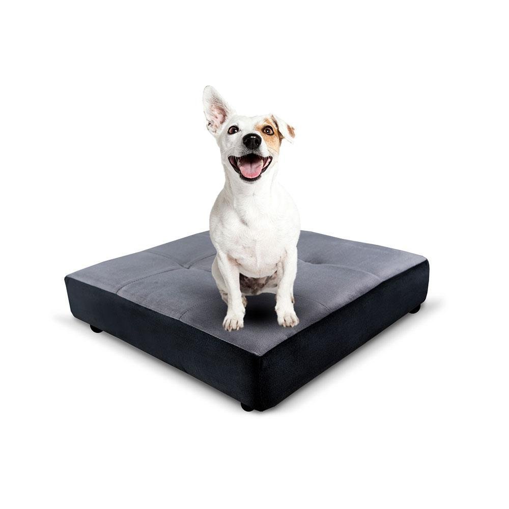 Cama Box Para Pet 0,52x0,52m Cinza/Preto em Madeira Maciça e Tecido Veludo - 2