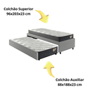 Ver imagem 7 de Bicama Box Solteirão em Courino Linho Cinza 96x203 com Dois Colchões Adapto Molas Ensacadas