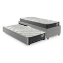 Ver imagem 1 de Bicama Box Solteirão em Courino Linho Cinza 96x203 com Dois Colchões Adapto Molas Ensacadas