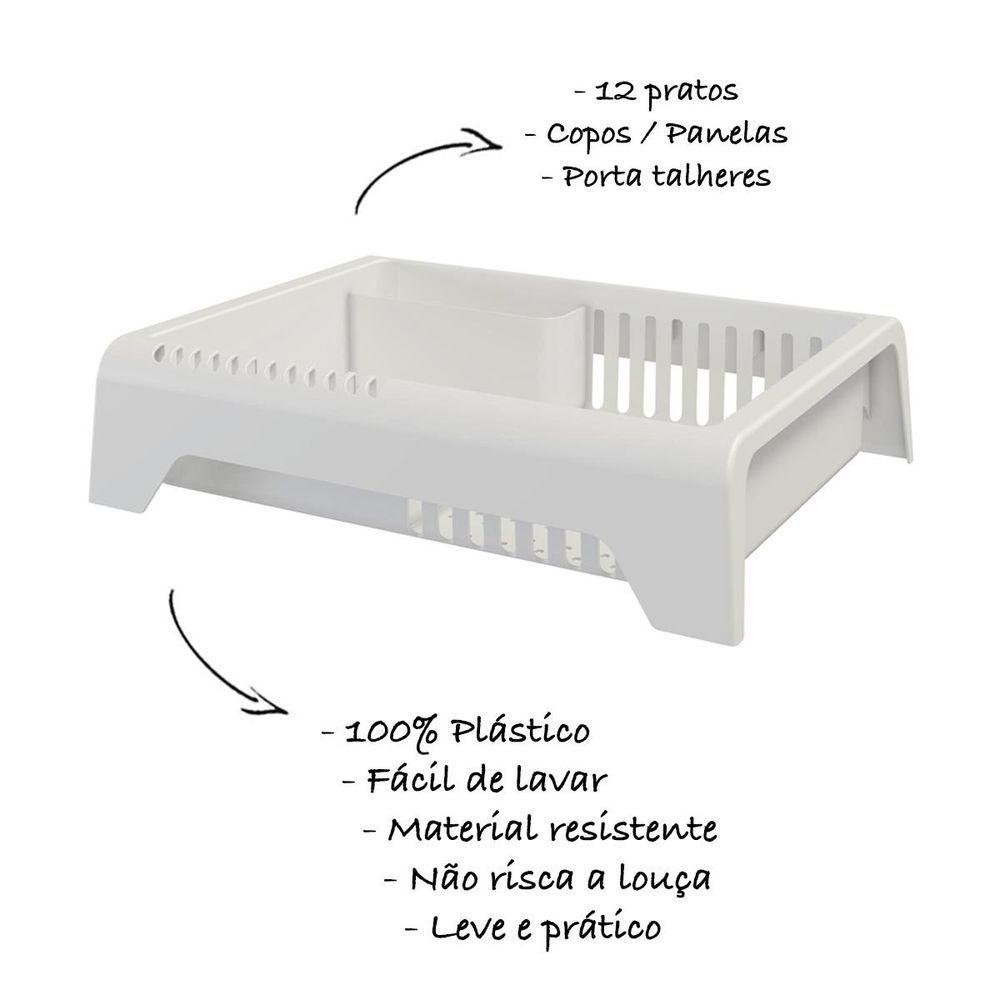 Escorredor de Louça em Plástico Smile - Stolf Branco - 3