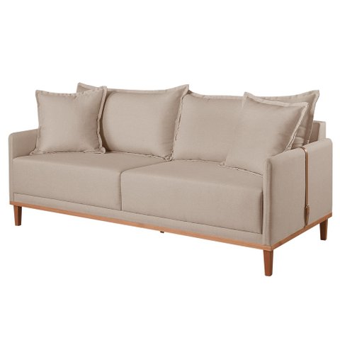 Sofá Living Fixo 2 Lugares Madri Linho Bege Claro 1,80m