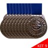 Conjunto 9 Medalhas Médias 3,5cm Diâmetro Metal Escola Fita Prata - 9