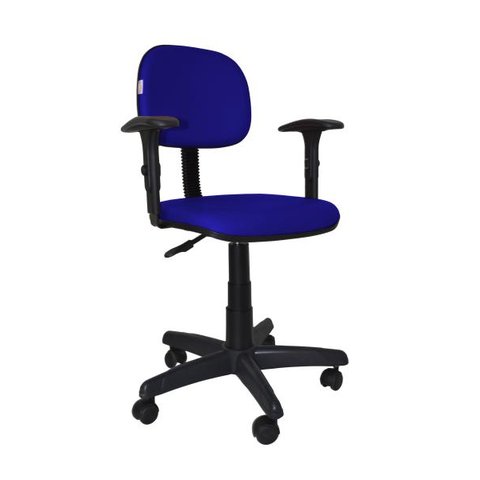 Cadeira Secretaria Bolt com Braco Regulavel - Couro Sintetico Corano - Azul