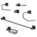 Ver imagem 1 de Kit Acessórios Quadrado Banheiro Preto/Black Fosco 6 Peças