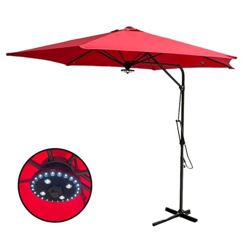 Ombrelone Lateral 2,70m Importway IWOBLL270VM Vermelho com Led e Manivela