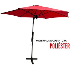 Ombrelone Lateral 2,70m Importway IWOBLL270VM Vermelho com Led e Manivela - 7