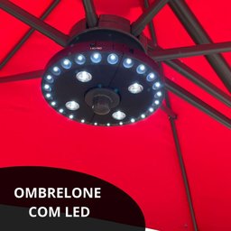 Ombrelone Lateral 2,70m Importway IWOBLL270VM Vermelho com Led e Manivela - 3