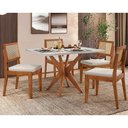 Ver imagem 1 de Conjunto: Mesa de Cozinha Donna C/ Tampo Madeirado C/ Vidro 120cm e 4 Cadeiras Rainha Natural -