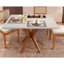 Ver mais imagens de Conjunto: Mesa de Cozinha Donna C/ Tampo Madeirado C/ Vidro 120cm e 4 Cadeiras Rainha Natural -