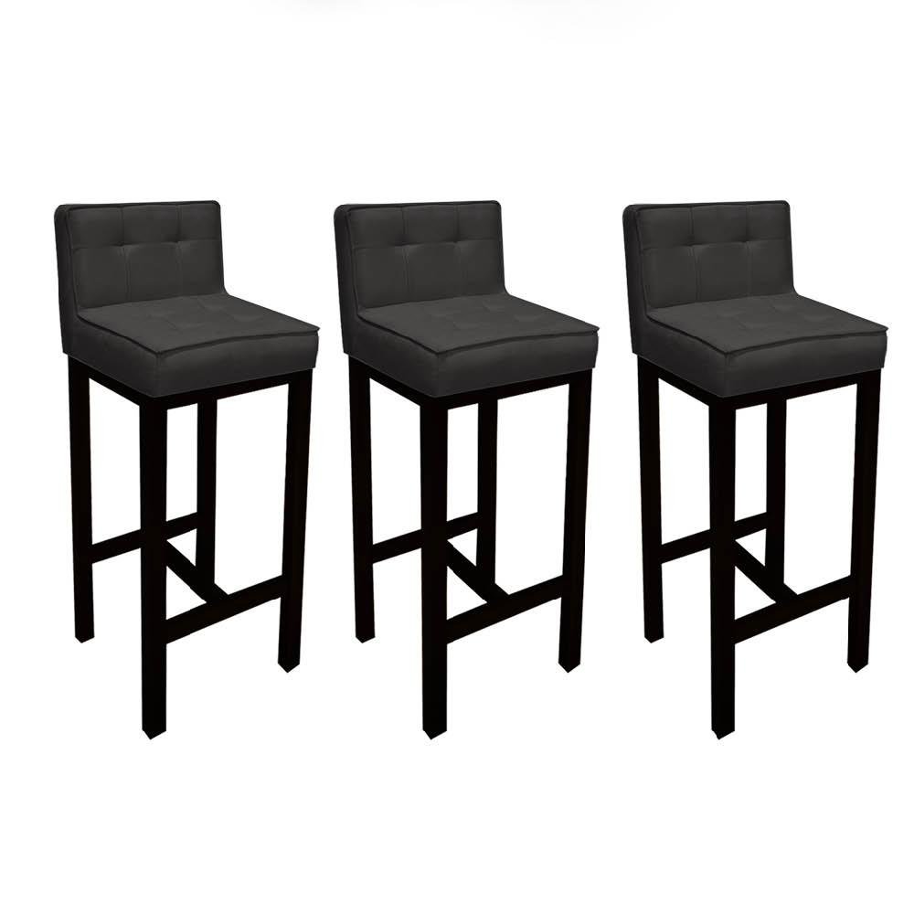 Kit 03 Banquetas Alta Íris Suede Cinza Com Encosto Para Balcão Bistrô e Base Preto -Bebêzin é boa?