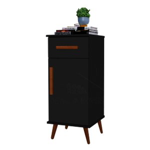Multi Buffet aparador Balcão Bucareste retrô 1 gaveta alto cor Preto fosco PASSE BEM