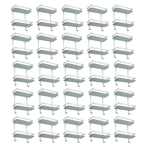 Suporte Organizador Porta Shampoo Kit 30 Uni Condicionador Sabonete Prateleira Dupla Box Banheiro Al