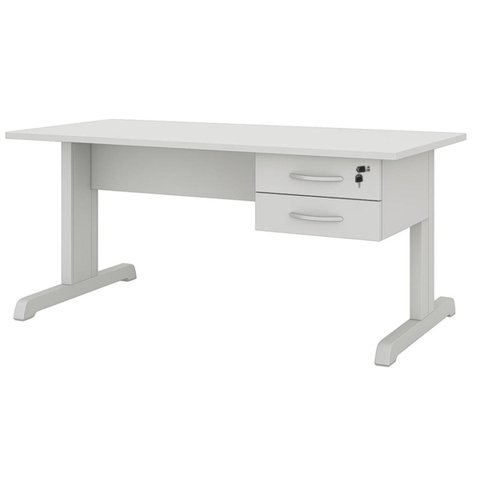 Mesa Escritório 1,50×0,60m C/ Gavetas – Cinza/cinza - 53082