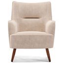 Ver imagem 3 de Poltrona Decorativa Fixa Pés de Madeira Isabella D02 Veludo Bege B-309 - Lyam Decor