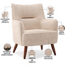 Ver imagem 4 de Poltrona Decorativa Fixa Pés de Madeira Isabella D02 Veludo Bege B-309 - Lyam Decor