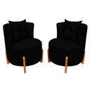 Ver imagem 1 de Kit 2 Poltronas Orgânica Curva Luna Boucle Preto - Montanaris Decor