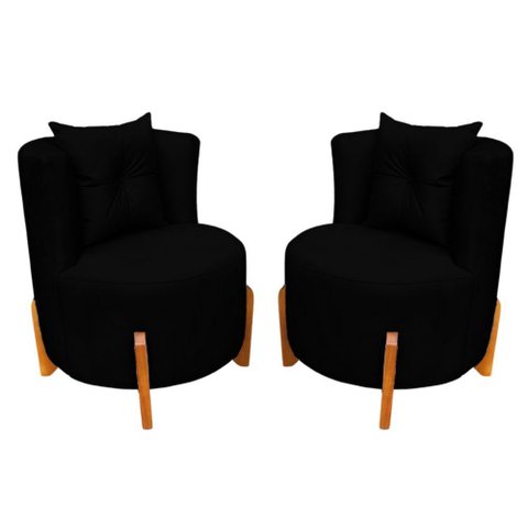 Kit 2 Poltronas Orgânica Curva Luna Boucle Preto - Montanaris Decor