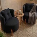 Ver imagem 3 de Kit 2 Poltronas Orgânica Curva Luna Boucle Preto - Montanaris Decor