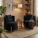 Ver imagem 4 de Kit 2 Poltronas Orgânica Curva Luna Boucle Preto - Montanaris Decor
