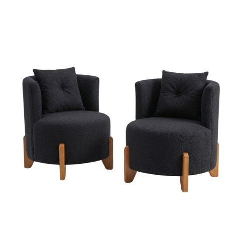 Kit 2 Poltronas Orgânica Curva Luna Boucle Preto - Montanaris Decor