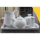 Ver imagem 1 de Jogo Café e Chá Mesa Posta, Bandeja + Bule Chaleira 400ml + Açucareiro 250ml + Jarra Leiteira 740ml