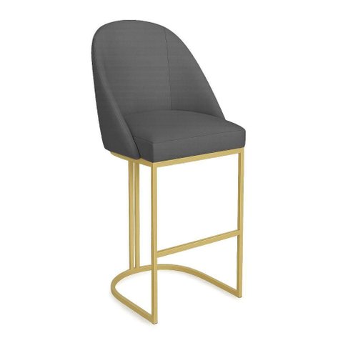 Banqueta Alta Bela Suede Assento em Tecido Base Metálica com Encosto Fixo 107cm Grafite Pallazio