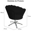 Ver imagem 5 de Poltrona Cadeira com Base Giratoria Cromado Pétala Suede Preto