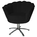 Ver imagem 1 de Poltrona Cadeira com Base Giratoria Cromado Pétala Suede Preto