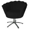 Poltrona Cadeira com Base Giratoria Cromado Pétala Suede Preto - 1