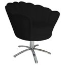 Ver imagem 2 de Poltrona Cadeira com Base Giratoria Cromado Pétala Suede Preto