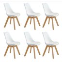Ver imagem 1 de Kit com 6 Cadeiras Leda Brancas Estofadas ? Elegância e Conforto para Cozinha e Sala de Jantar Branc