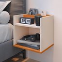 Ver imagem 5 de Kit 2 Mesinhas Suspensa Compacta Cabeceira Estofada Cama Box Queen Size 1,60 Proteção Parede - Rpm
