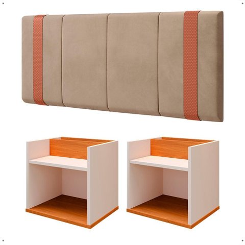 Kit 2 Mesinhas Suspensa Compacta Cabeceira Estofada Cama Box Queen Size 1,60 Proteção Parede - Rpm