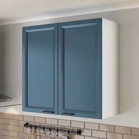 Armário Aéreo Duplo 80cm Soho CabeCasa MadeiraOriginals Branco/Azul