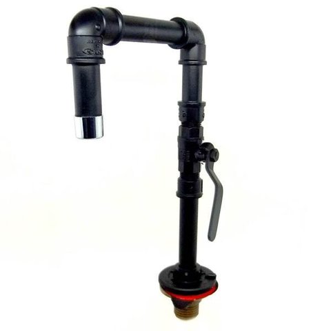 Torneira Design Industrial Preta em PVC 1/2" e Registro de Esfera