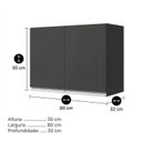 Ver imagem 3 de Armário Aéreo Cozinha Andréia 80cm 2 Portas Multiuso Mdp Funcional Cinza - Desk Design