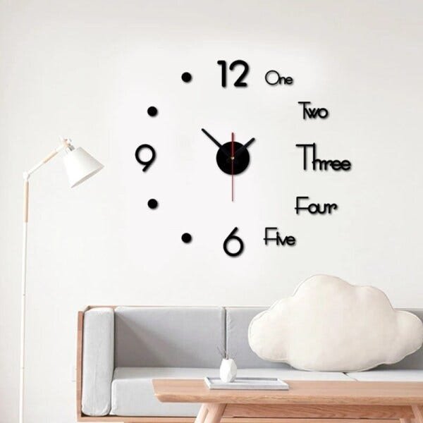 Relógio de Parede 3D Analogico Adesivo Grande para Sala Quarto Escritório Design Moderno 50cm