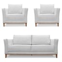 Ver imagem 1 de Kit 2 Poltronas e Sofá Living 2 Lugares 1,90m Vega Linho Cas