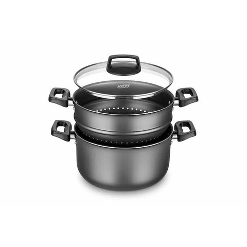 Panela a Vapor Cozivapor 3 em 1 Antiaderente 3,2 Litros Grafite Mta