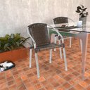 Ver imagem 2 de Cadeira em Alumínio e Trama Área Cozinha Quintal Confortável - Capuccino