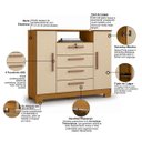 Ver imagem 5 de Cômoda Sapateira Essence 4 Gavetas 2 Portas Multiuso Moderno Quarto