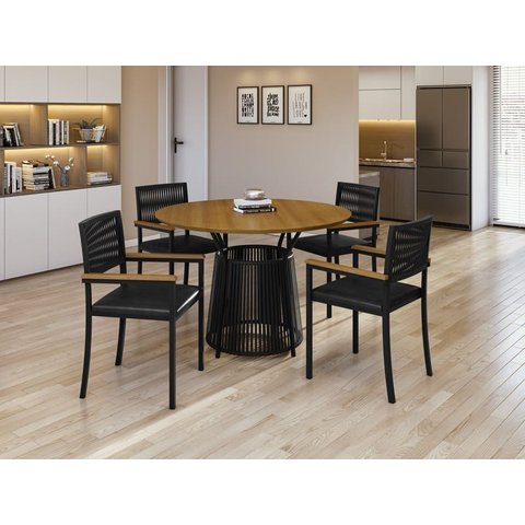 Conjunto para Área Gourmet Redondo 4 Cadeiras Roma Paonanda
