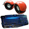 Caixa Som Pc Cs-69 Vermelha/ Preto + Teclado Gamer LED Bk-G35 - 1
