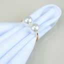 Ver imagem 4 de Kit 10 Pçs Anel para Guardanapo 10 Lugares Pérola Dupla Grande 4x3cm Argola: Dourado