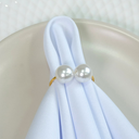 Ver imagem 3 de Kit 10 Pçs Anel para Guardanapo 10 Lugares Pérola Dupla Grande 4x3cm Argola: Dourado