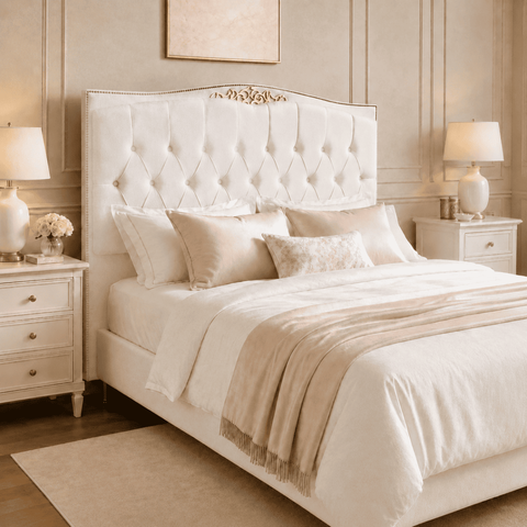 Cabeceira Greta 195cm Estofada Suede p/ Cama Box Casal King Quarto