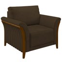 Ver imagem 1 de Poltrona Decorativa Sala de Estar 102cm Pés Madeira Roya M22 Veludo Marrom - Mpozenato