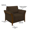 Ver imagem 3 de Poltrona Decorativa Sala de Estar 102cm Pés Madeira Roya M22 Veludo Marrom - Mpozenato