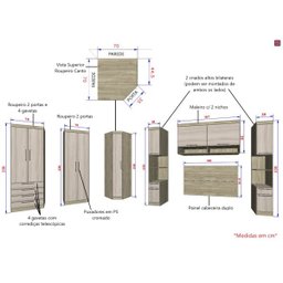 Guarda-Roupa Dormitório Modulado Master Casal 1,58 m Queen Canto - Avelã Rústico e Ártico Rústi - 3